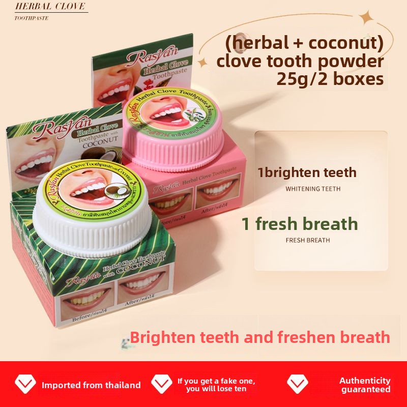 Bubuk Gigi Cengkeh/Kelapa Thai - Teeth Whitening Street ulasan dan harga